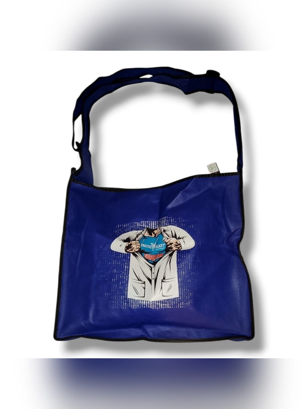 Men's Blue Graphic Messenger Bag with Adjustable Strap